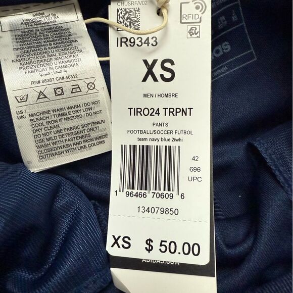 Adidas Tiro 24 Training Pants Navy Blue 2 / White Football Soccer Men XS - Picture 7 of 7